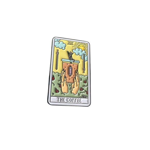 THE COFFEE Tarot Card Enamel Lapel Pin NEW - Picture 2 of 4